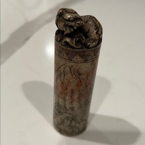 Vintage Foo Dog Stamp carved in soapstone
